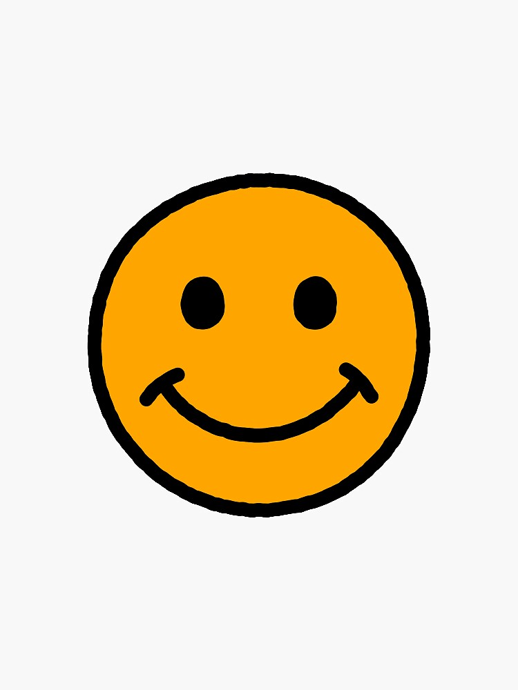 SMILEY FACE (ORANGE W/BLACK OUTLINE) Sticker for Sale by