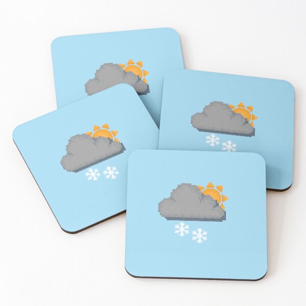 Item preview, Retro Snowy Sun Gloomy Cloud Pixel Weather Icon designed and sold by 8BitTrip.