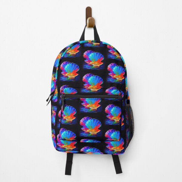 Item preview, Fantasy Art: Colorful Scallop Seashell, Black Background designed and sold by factory88.