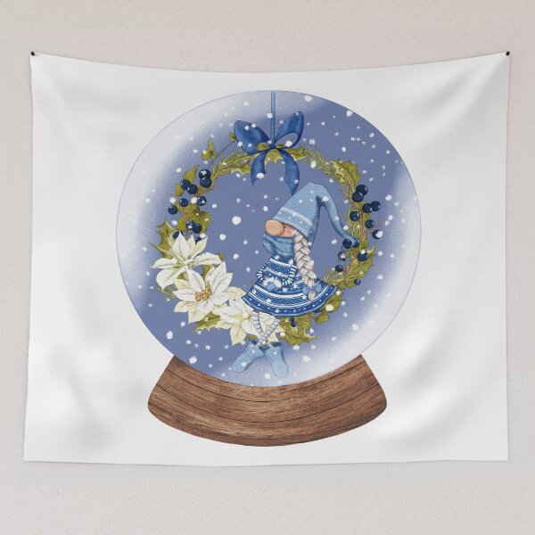 Item preview, Snow Globe Christmas Gnome Girl on the Wreath Swing 1 designed and sold by TasimaDesign.