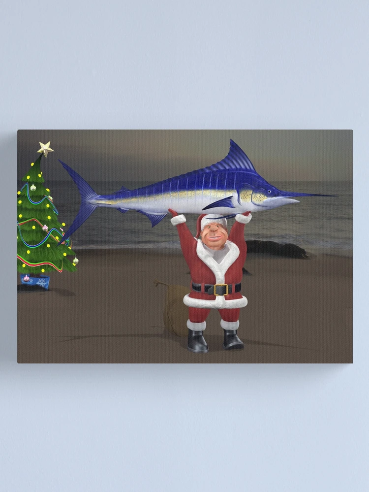 Santa Claus Caught A Blue Marlin Canvas Print for Sale by Mythos57