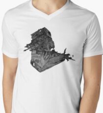 Wrecked II - Black and White Men's V-Neck T-Shirt