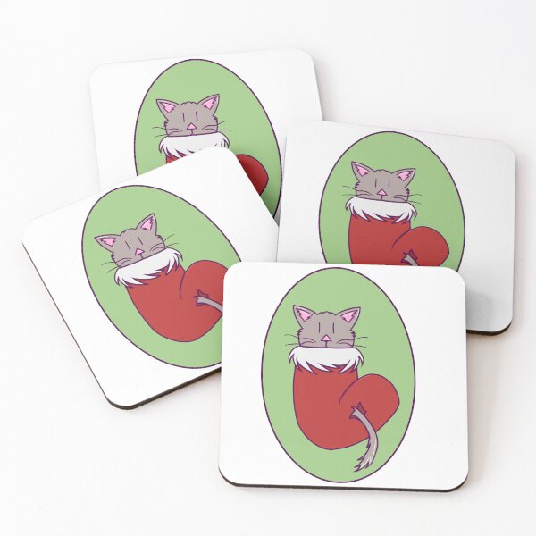 Artikelvorschau, Süße Katze in einem Weihnachtsstrumpf mit Lineart entworfen und verkauft von okkayve.