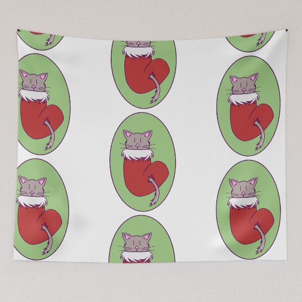 Item preview, Cute Cat in a Christmas Stocking With Lineart designed and sold by okkayve.