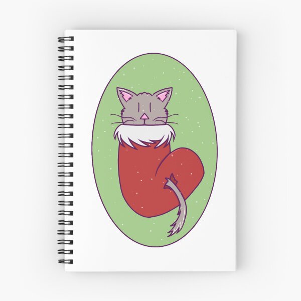 Item preview, Cute Cat in a Christmas Stocking While Snowing With Lineart designed and sold by okkayve.