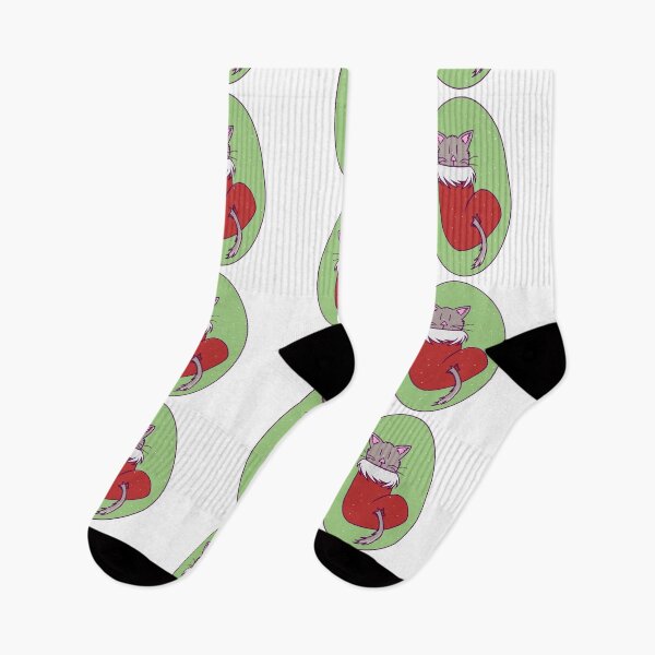 Item preview, Cute Cat in a Christmas Stocking While Snowing With Lineart designed and sold by okkayve.