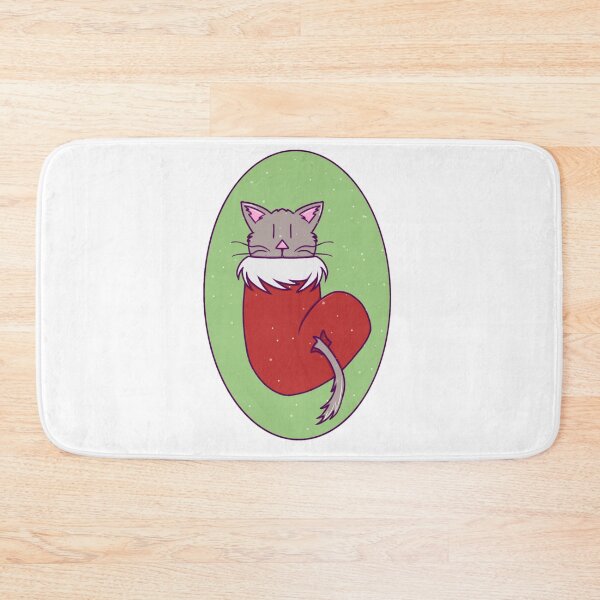 Item preview, Cute Cat in a Christmas Stocking While Snowing With Lineart designed and sold by okkayve.