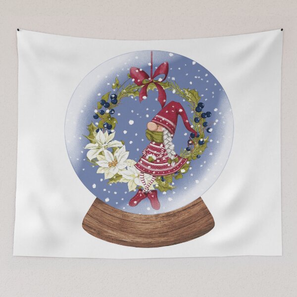 Item preview, Snow Globe Christmas Gnome Girl on the Wreath Swing 2 designed and sold by TasimaDesign.