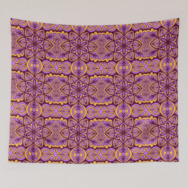 Item preview, Pink And Yellow Floral Symmetric Pattern designed and sold by patternologyy.