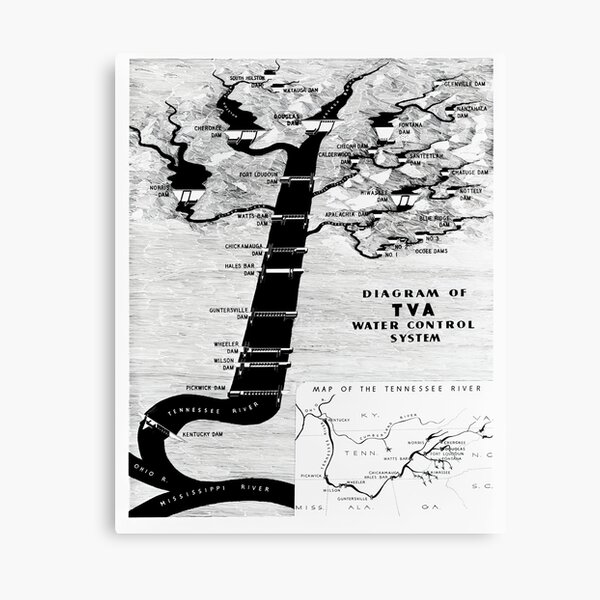 Item preview, Vintage Map of Tennessee Valley Authority (TVA) Dam System 1933 designed and sold by Daniel Hagerman.