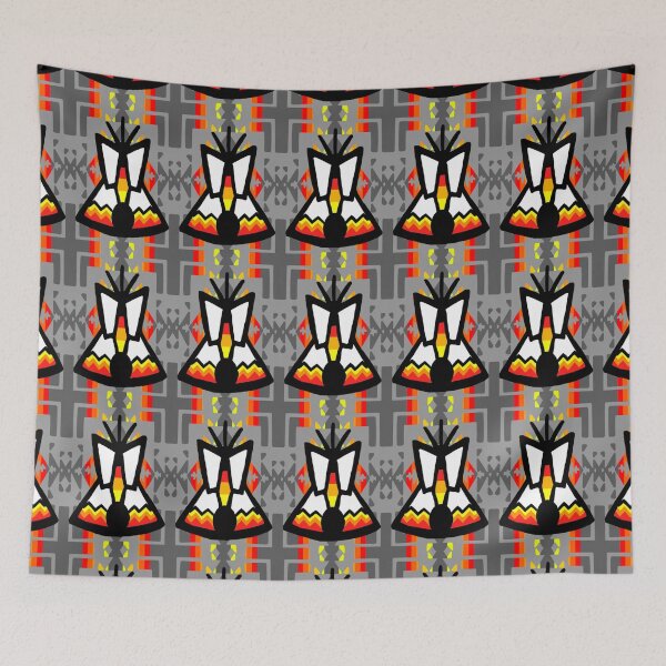 Item preview, Dark Grey / Grey / Fire Color / Tipi Native Blanket Print designed and sold by JMWCD.