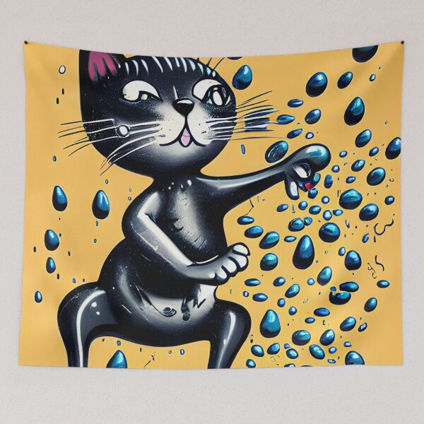 Item preview, Small cat plays with water designed and sold by Dalive.