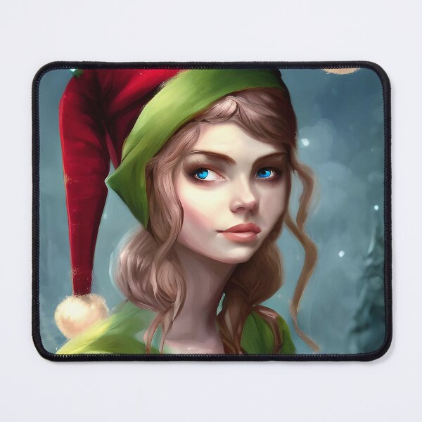 Item preview, Female Christmas Elf / Elfin in snowy landscape designed and sold by OrphicStudio.