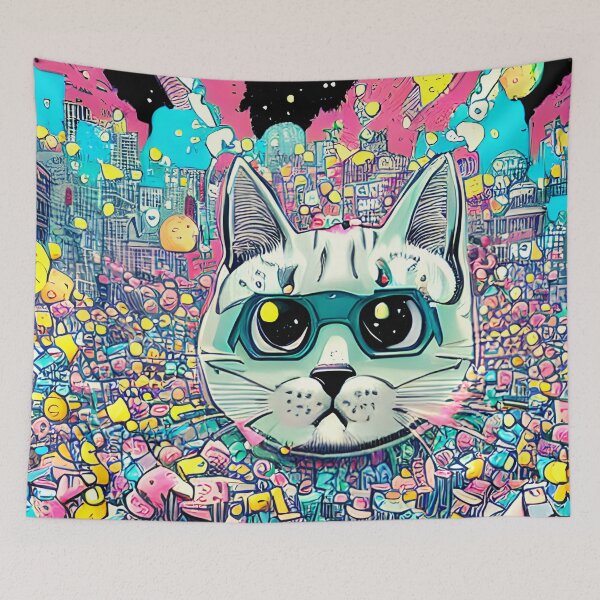 Item preview, Colorful graffiti pop art cat designed and sold by Dalive.