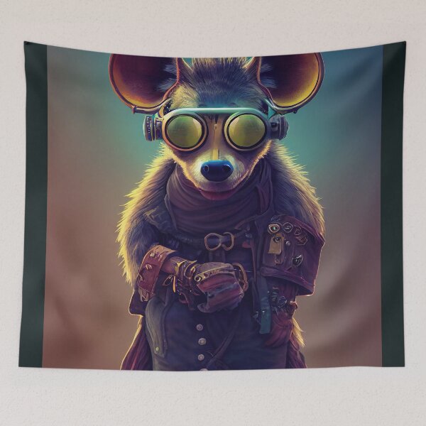 Item preview, Anthropomorphic Tiny Cute Cyberpunk Pirate Hyena designed and sold by MimozaStudio.