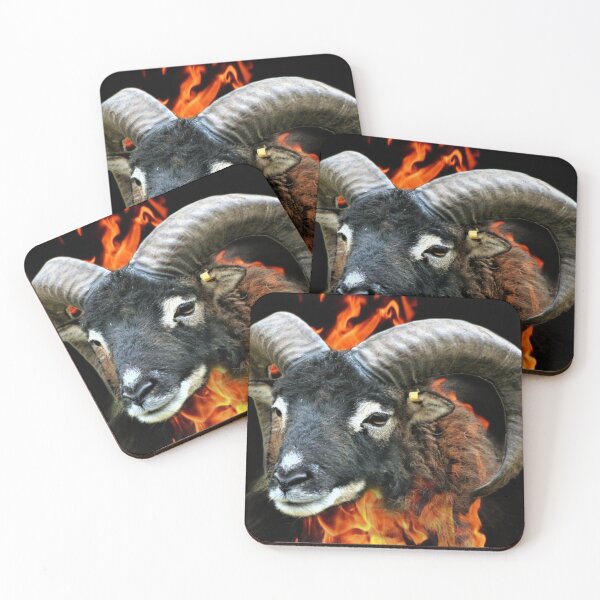 Item preview, Bighorn Ram an aggressive Ram a Soay butting through fire designed and sold by Oppos  Community Farm.