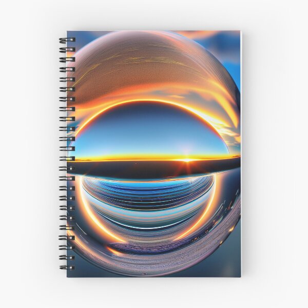 Item preview, Abstract art of a crystal sphere hovering above the ocean and reflecting the setting sun. Digital art designed and sold by Bookwyrm-Bazaar.