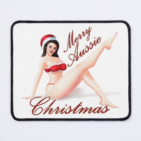Item preview, Merry Australian Christmas! Sexy Mrs Claus Pin Up Girl Art Withe Background designed and sold by johnmgr21.