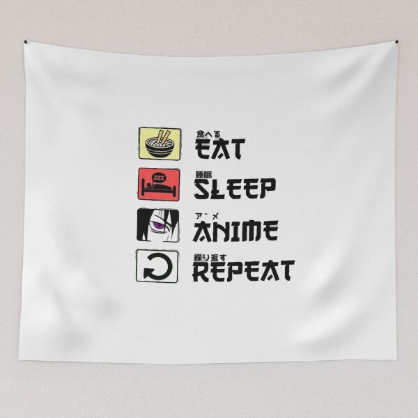 Item preview, Eat Sleep Anime Repeat Japanese writing anime designed and sold by adilchbanishop.