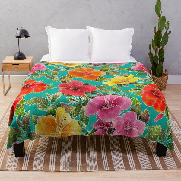 Artikelvorschau, Hibiscus Garden auf Türkis entworfen und verkauft von MarcyBrennanArt.