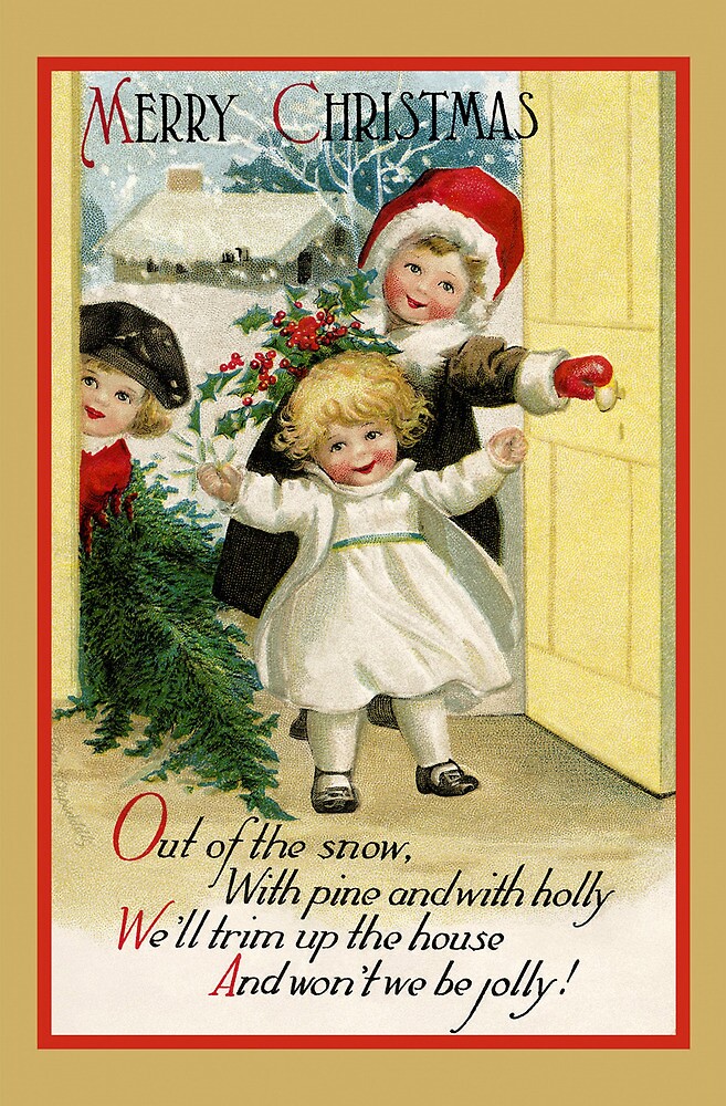 "Victorian Children Christmas Postcard" by HistoriAnaPrint Redbubble