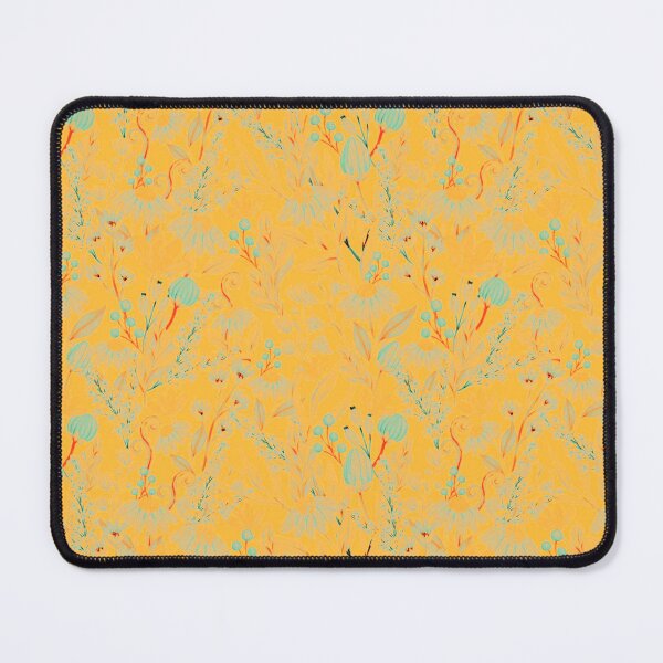 Item preview, bright yellow, red, azure blue floral background designed and sold by fowons.