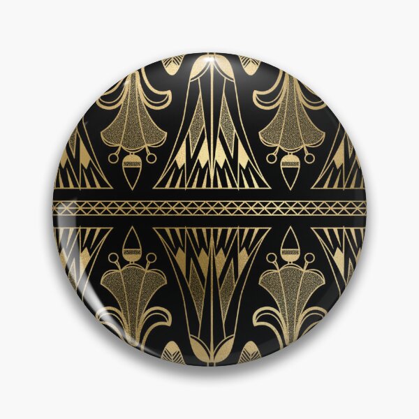 Item preview, Art Deco Gold and Obsidian Bells Pattern designed and sold by Trinket-Trickster.