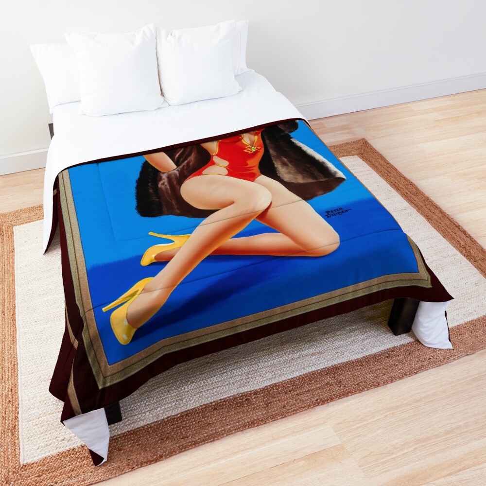 The Feel Of Mink by Peter Driben Kaunis Pinup Girl Art 2 The Feel Of Mink by Peter Driben Remastered Xzendor7 Vintage Old Masters Reproductions Comforter