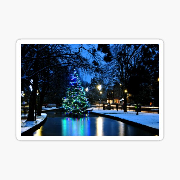 "Bourton on the Water Christmas Tree Cotswolds" Sticker for Sale by