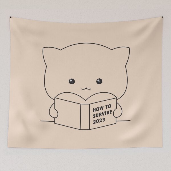Item preview, Surviving 2023 With Mochi Cat (Black Strokes Edition) designed and sold by munochill.
