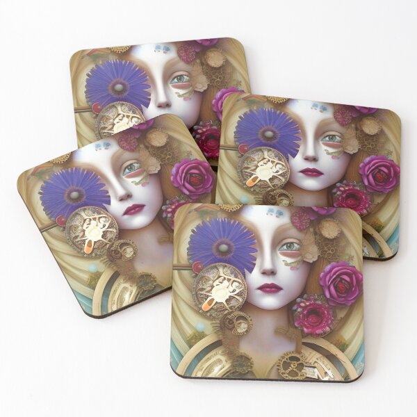 Item preview, Collage Flowers Gears Girl Roses Steampunk designed and sold by ZiolaRosa.