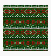 Knitted Christmas pattern red green Photographic Print