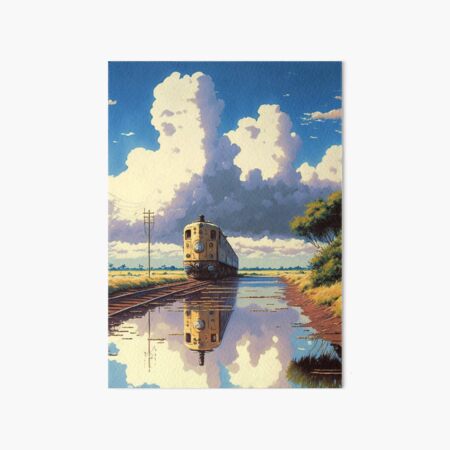 Item preview, Vieux train japonais de style anime rétro designed and sold by KaPrints.