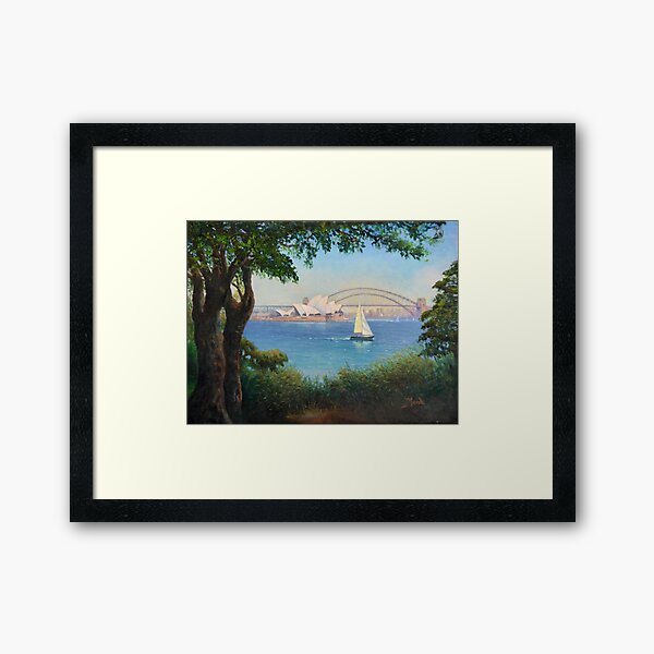 Sydney Harbour from Mrs Macquaries Chair. Framed Art Print