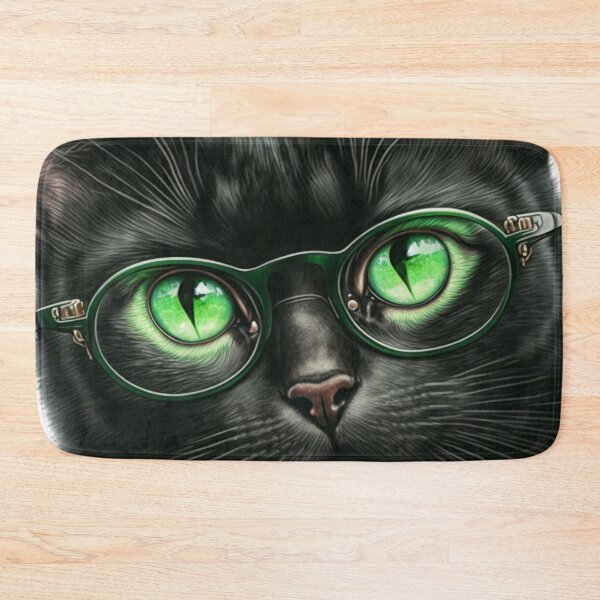 Item preview, Black Cat with Green Glasses designed and sold by RuralGreen.