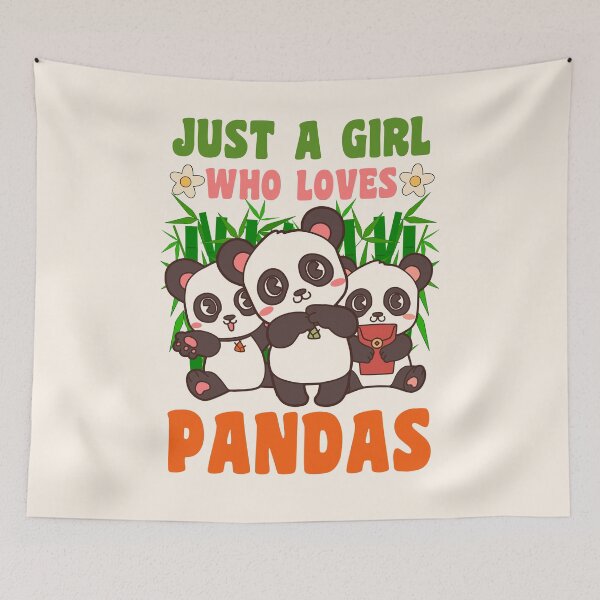 Item preview, Just A Girl Who Loves Pandas Vintage Cute Illustration Design For Panda Lovers designed and sold by CandyDroidMerch.