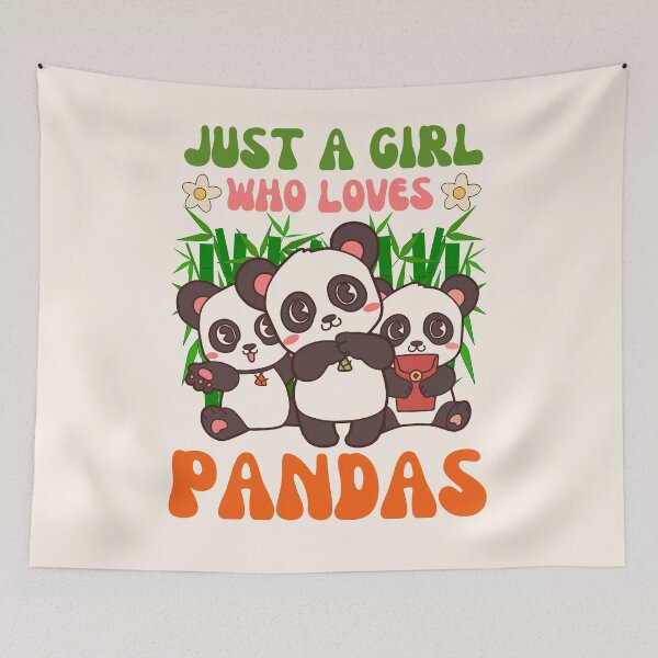 Item preview, Just A Girl Who Loves Pandas Vintage Cute Illustration Design For Panda Lovers designed and sold by CandyDroidMerch.