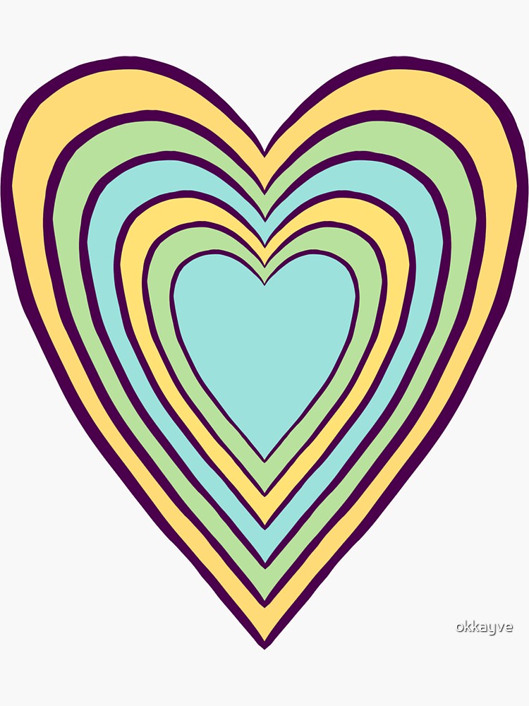 layered heart sticker