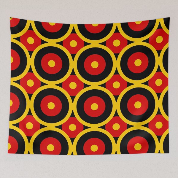 Item preview, red black gold repeat pattern Retro Mod roundel designed and sold by ModSupporters.
