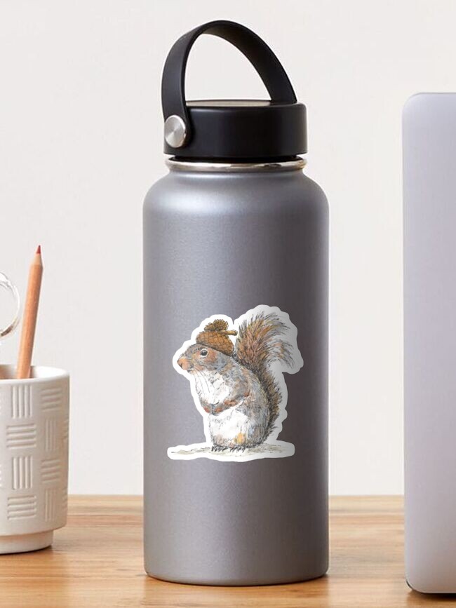 Thumbnail 1 of 3, Sticker, Squirrel with an Acorn Hat designed and sold by dmtab.