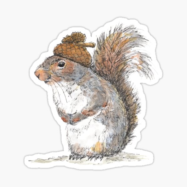 Squirrel with an Acorn Hat Sticker