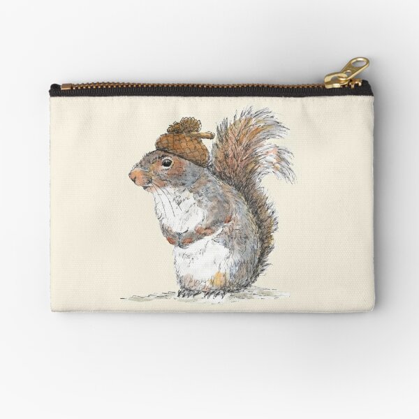 Squirrel with an Acorn Hat Zipper Pouch
