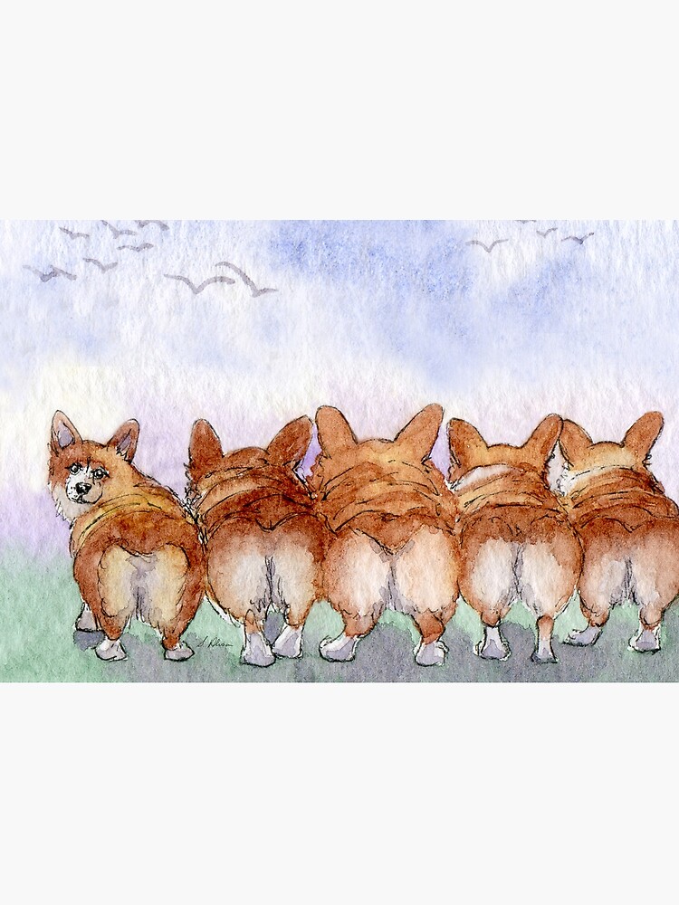 Thumbnail 2 of 2, Jigsaw Puzzle, Five Welsh corgi dogs walk away together designed and sold by SusanAlisonArt.