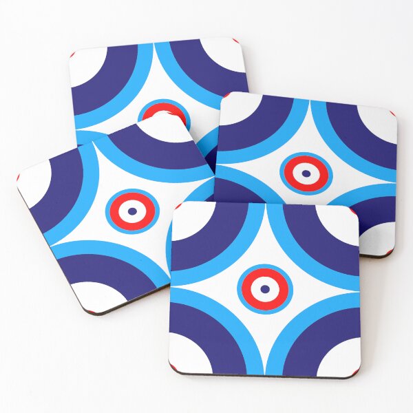 Item preview, Red white blue 60s repeat pattern Retro Mod roundel designed and sold by ModSupporters.