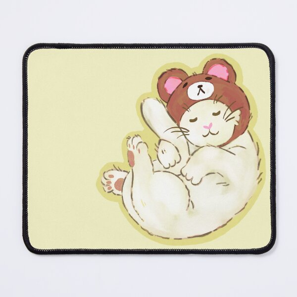 Item preview, Sleepy white kitty in a bear hat designed and sold by inkohitpsd.