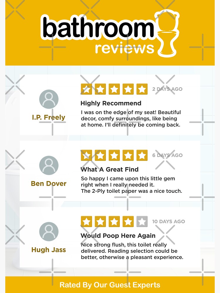 "Funny Bathroom Reviews Sign Custom Toilet Humor Decor" Sticker for ...