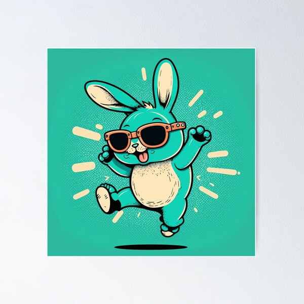 Aperçu de l'œuvre Heureux lapin saute en l'air créée et vendue par randrdesign.