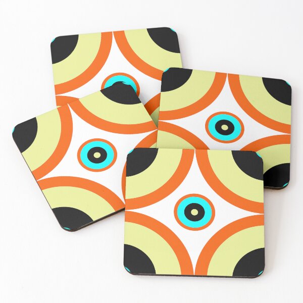 Item preview, orange black blue 60s repeat pattern Retro Mod roundel designed and sold by ModSupporters.