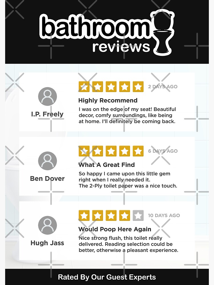 "Funny Bathroom Reviews Sign Custom Toilet Humor Decor" Sticker for ...