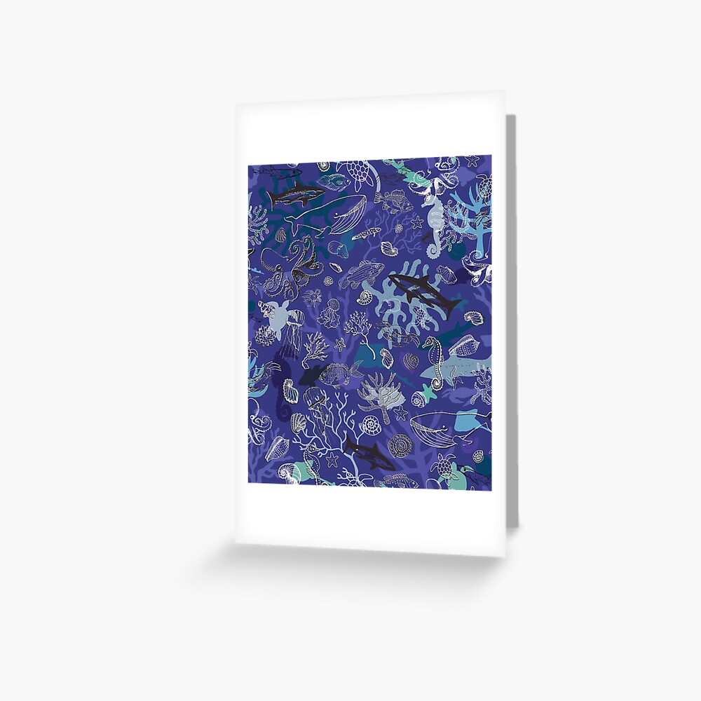 Ocean Colour Scene - blue - Nautical design by Cecca Designs Greeting Card